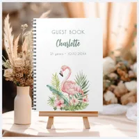 Guest book pink flamingo birthday party