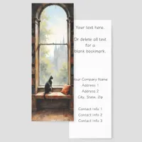 Tuxedo Cat at Library Window Business Promotional Bookmarks