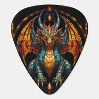 Cute Dragon Stained Glass Mosaic Design Guitar Pick