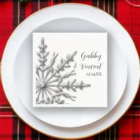 Faux Silver Snowflakes Winter Wedding Napkins