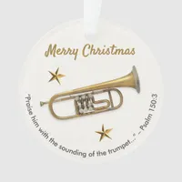 Elegant Trumpet with Psalm 150:3 Christmas Ornament
