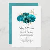Turquoise and Gold Floral Virtual Shower Invitation