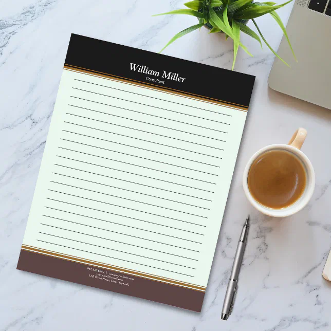 Modern Minimalist Black Brown Stripes Lined Notepad