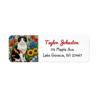 Calico Cat and Folk Art Sunflowers Label