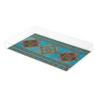 Southwest Mountain Peaks Turquoise Geometric  Acrylic Tray