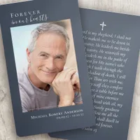 Blue Photo Memorial Prayer Card