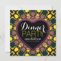 Tropical Hippie Love Batik Dinner Party Invitation