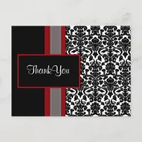 Red White Black Damask Wedding Invitations