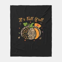 It’s Fall Y’all Pumpkin Leopard Nurse Halloween  Fleece Blanket