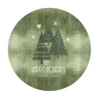 Christmas Trees and Snowflakes Green ID863 Cutting Board