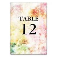 Spring Colors Abstract Wedding Table Number