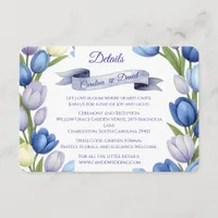Elegant Watercolor Tulip Wreath Wedding Blue Ivory Enclosure Card