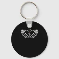 Skeleton Woman With Red In Heart Made Of Hands Fes Keychain
