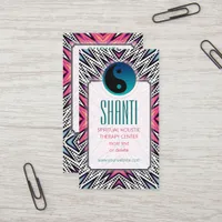 Pink Teal Shanti YinYang NewAge Yoga Business Card