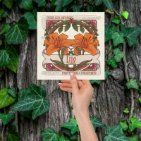 Tiger Lily- Flower Meaning Vintage-Style Green Note Card