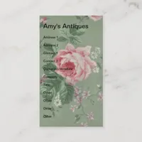 Amy's Antiques, Vintage Floral Business Card