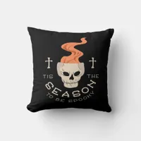 Tis The Season To Be Spooky Halloween Skull Throw Pillow