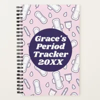 Teen Girl Pink Menstrual Pattern Period Tracker Notebook