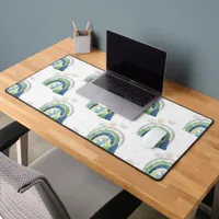 Watercolor Rainbow Pattern Desk Mat