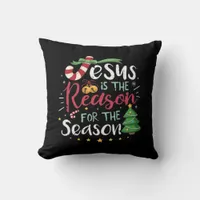 Jesus Is For Season Cane Christmas - Tis The Seaso Throw Pillow