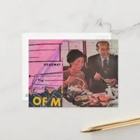 Happy Vintage Couple Eating Postcard
