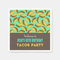 Kids Birthday Tacos Patterned Party Napkins