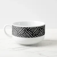 Black and White Tribal Stripes Soup Mug