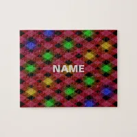 Gingham Check Multicolored Pattern Jigsaw Puzzle