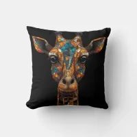 Giraffe Mosaic Portrait Throw Pillow