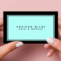 Minimalist Elegant Simple Black Teal Modern Business Card