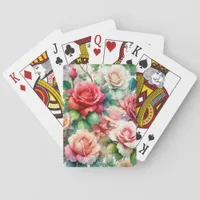 Whimsical Rose Pattern Poker Cards