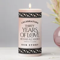 Elegant 30th Pearl Wedding Anniversary Celebration Pillar Candle