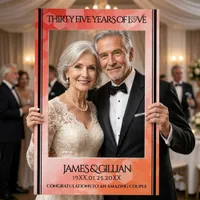 Elegant 35th Coral Wedding Anniversary Celebration Selfie Frame