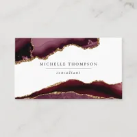 Burgundy and Gold Agate Business Card