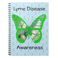 Pale Blue Lime Green Lyme Disease Awareness Ribbon Notebook