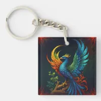 Colourful Feathered Phoenix Bird Pattern  Keychain