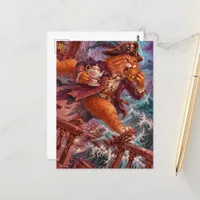 Pirate Cat Eating a Cheeseburger Postcard