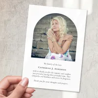 Minimalist Arch Memorial Photo Sympathy Funeral Thank You Card