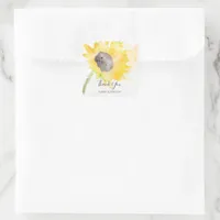 Sunflower on White Watercolor Thank You Favor Tags