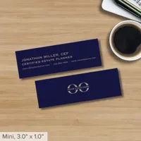 Simple Navy Blue and Gold Mini Business Card