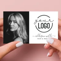 Add Your Logo Modern Minimalist Photo White Business Card