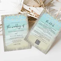 Modern Rustic Beach Wedding QR Code All in one Invitation