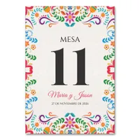 Elegant Colorful Floral Fiesta Spanish Wedding Table Number