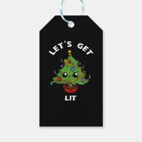 Let's Get Lit - Cute Funny Christmas Tree Design C Gift Tags
