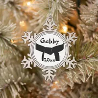 Martial Arts Black Belt Snowflake Pewter Christmas Ornament