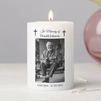Black Cross and Photo Memorial Pillar Candle