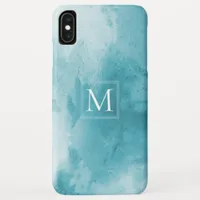 Teal Turquoise Watercolor Marble | Monogram iPhone XS Max Case
