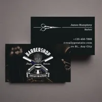 Black Modern Classic Hair Stylist Barbershop Business Card