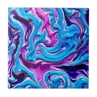 Pink, Purple and Blue Marbling Effect Fluid Art Ceramic Tile