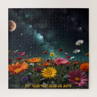 Enchanting Flowers with Galaxy Views Jigsaw Puzzle